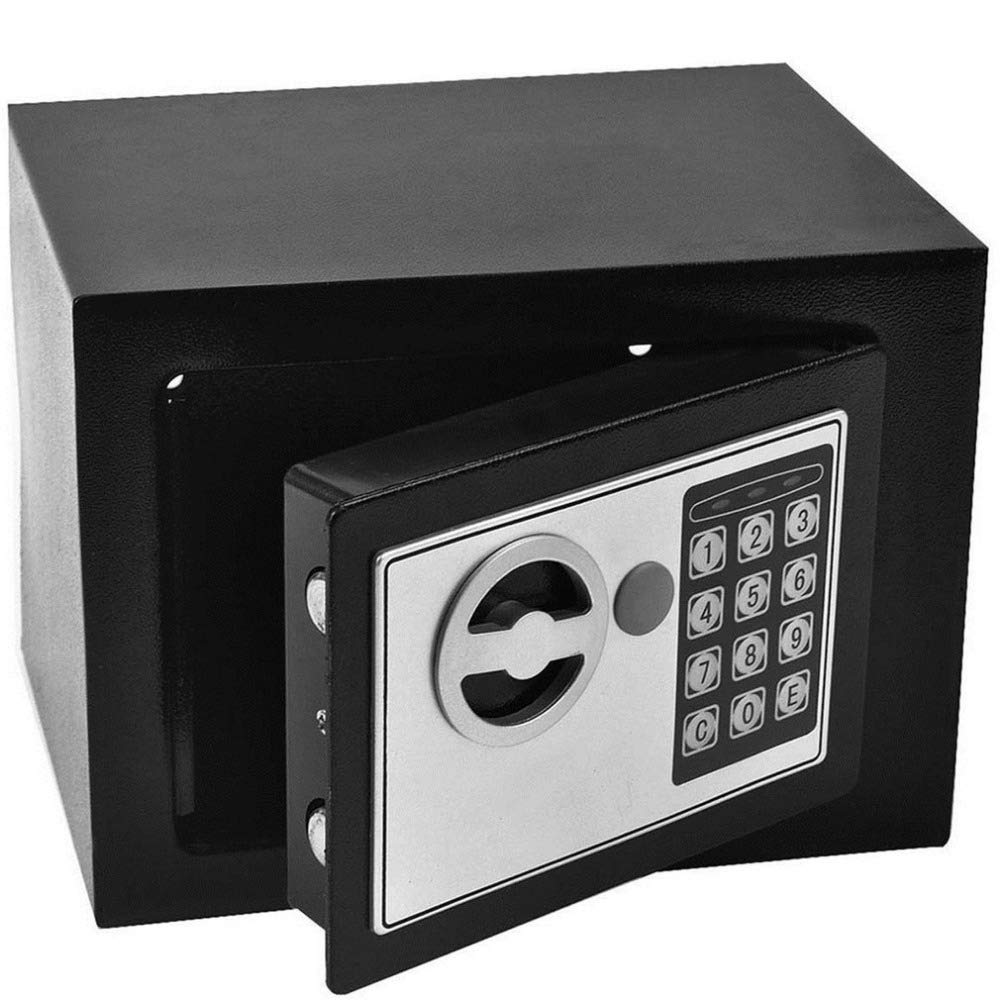 Tresor Klein Elektronischer Safe Schlüsseltresor Wandtresor Minitresor Stahlsafe Möbeltresor Wandsafe Schwarz Feuerfest Geldschrank Digital Safes 23 x 17 x 17 cm