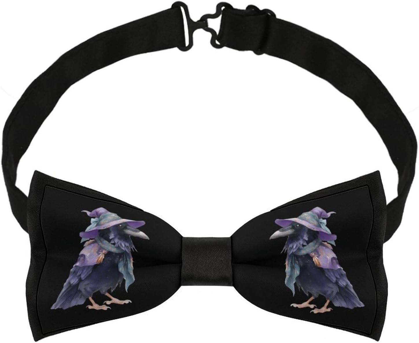 Raven in Witch1 Costume Novelty Men's Bow Tie Pre-tied Adjustable Bowtie Accessories for Wedding Party