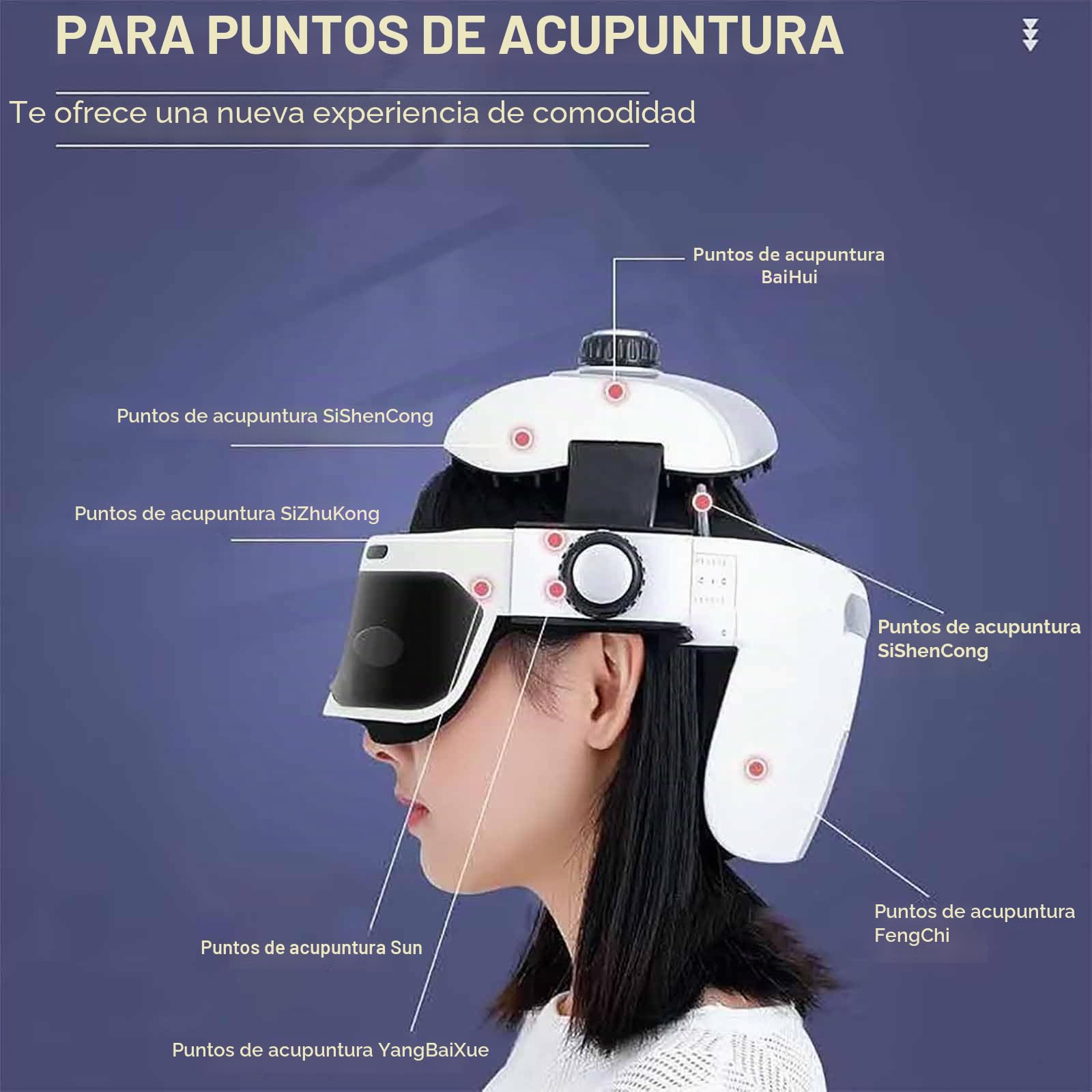 ERICAT Casco De Masaje Eléctrico para Cabeza, Masajeador De Vibración por Presión De Aire con Control Remoto Y 5 Modos, Masaje De 360 ​​Grados Y Compresa Caliente a 42 ℃, para Promover La Circulación