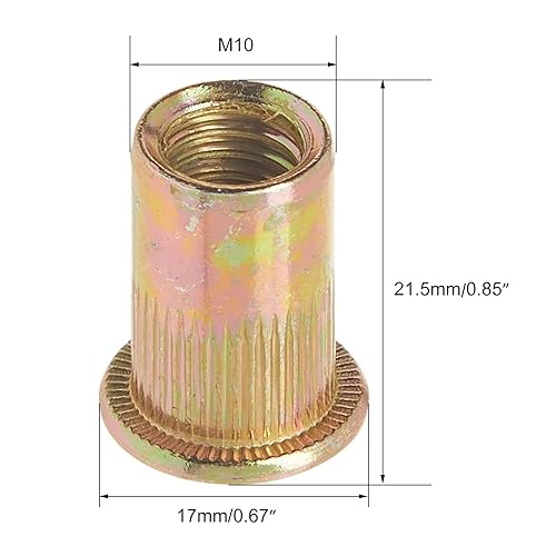 Miniatura 2 de Tuercas de remache M4, tuerca de remache métrica de acero al carbono chapada en zinc, kit de tuercas roscadas de cabeza plana, 100 piezas (M4)