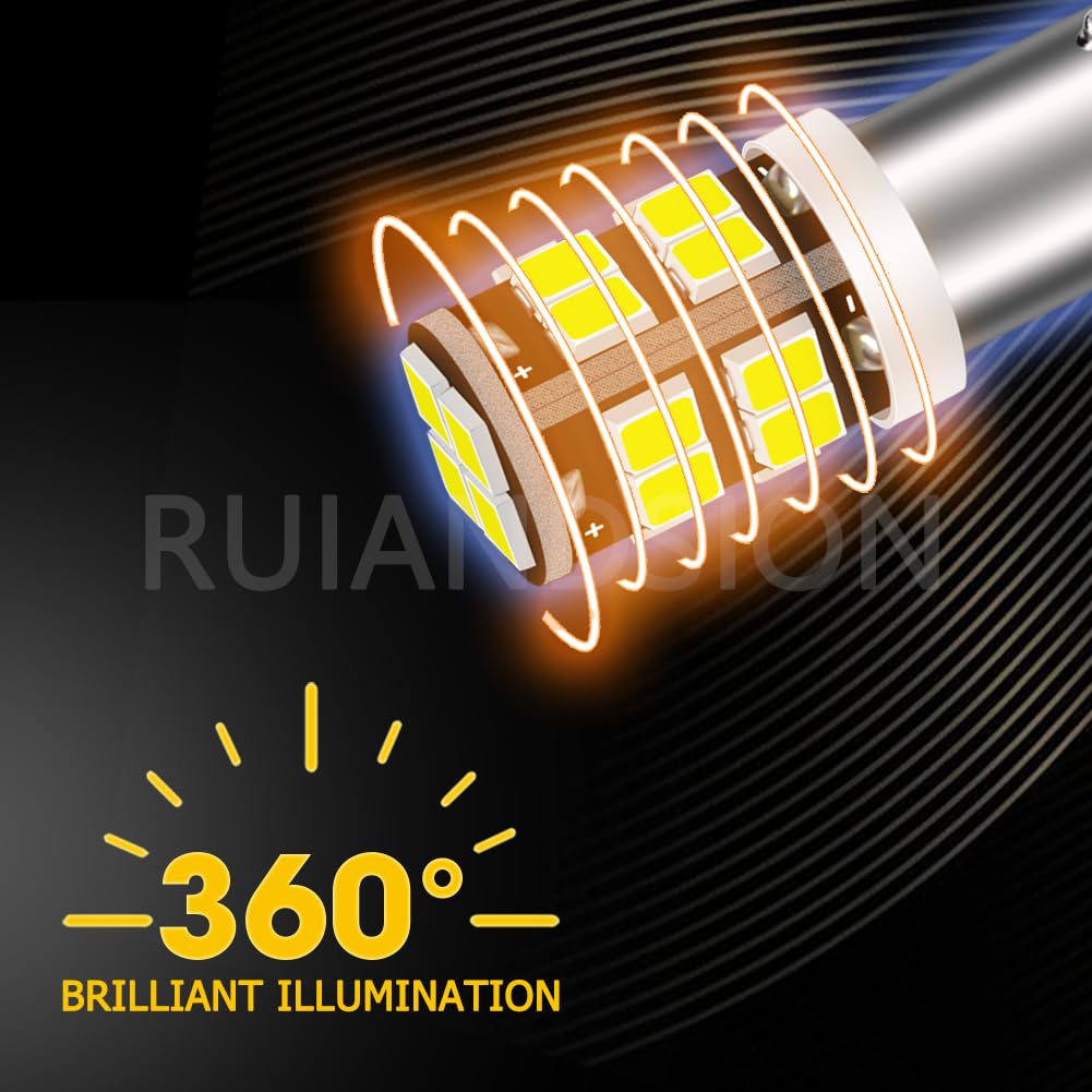 Ruiandsion 4 szt. BAY9S H21W żarówka LED 12 V super jasna 2835 20 SMD chipset LED kierunkowskazy światło zapasowe żarówka tylna, biała