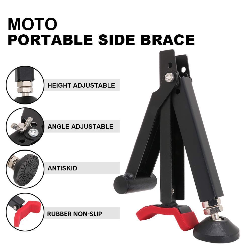 Soporte para motocicleta, soporte para gato de elevación y soporte para ruedas delanteras y traseras con mango plegable para la mayoría de las ruedas de motocicleta Street Bike On/Off Road Rojo
