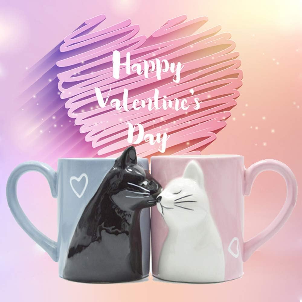 Bacio Gatto Tazze di ceramica tè caffè Regalo per la sposa Fidanzamento Nozze Coppie sposate Anniversario