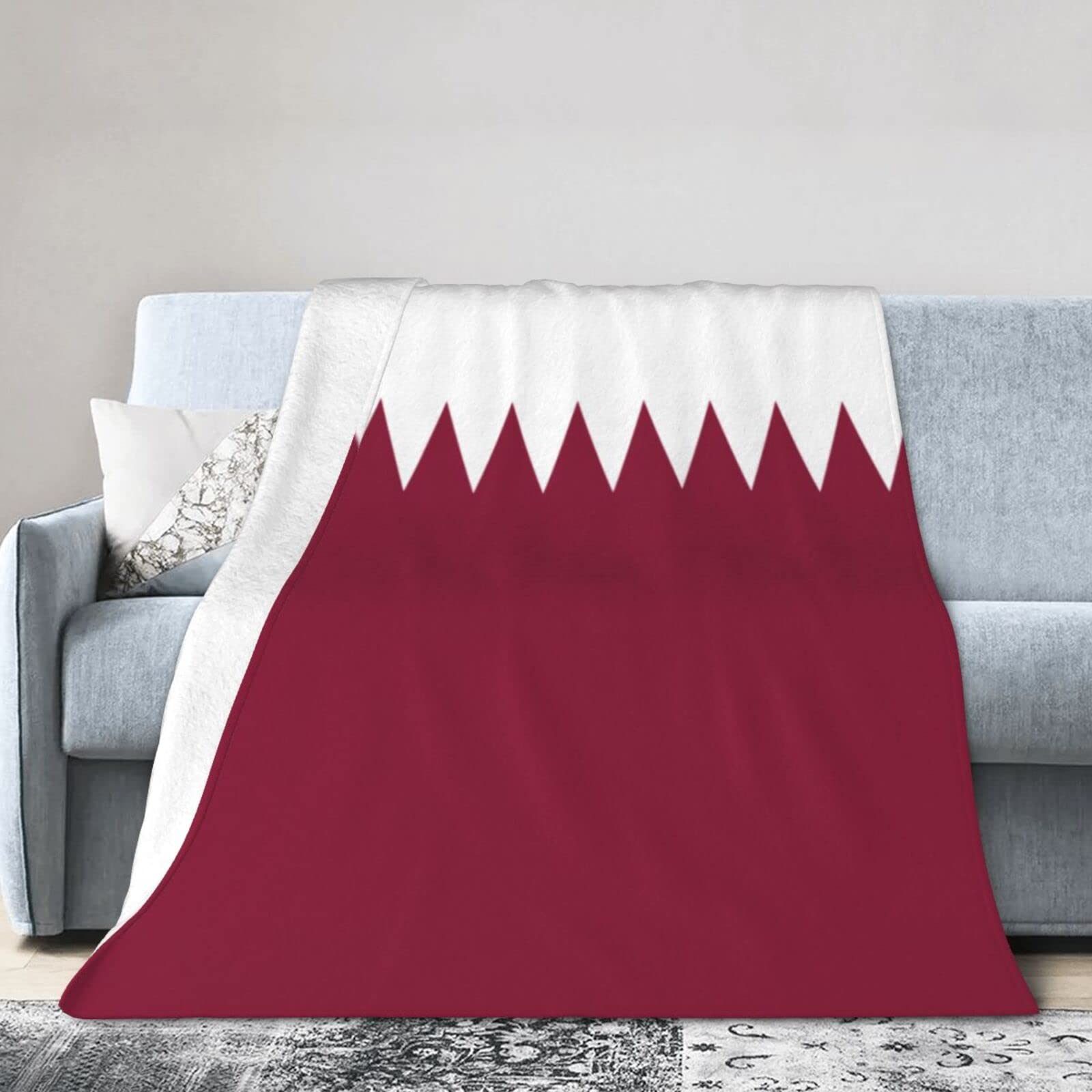 Melbrakin Qatar Flag Blanket Throw Blanket Flannel Fleece Blanket Soft Fuzzy Lightweight Blanket For Sofa Bedroom Couch 50"X40"