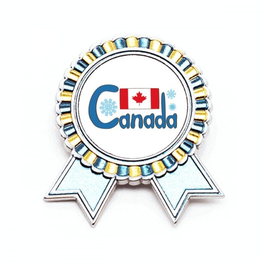 Broche drapeau national du Canada bleu motif médaille taille M en métal de qualité - 4