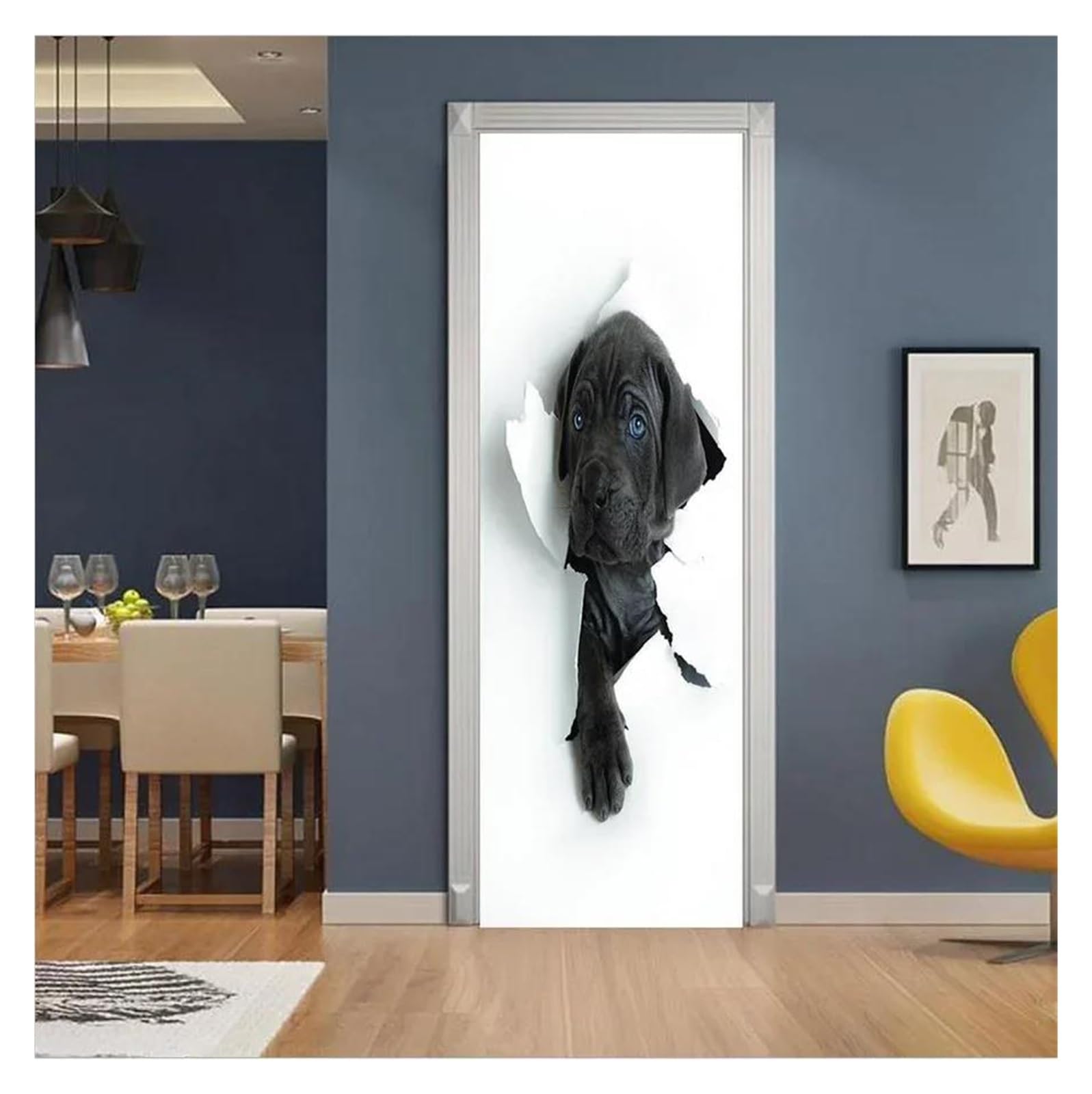 Autocollants de porte animaux jungle 3D pour rénover sans peindre