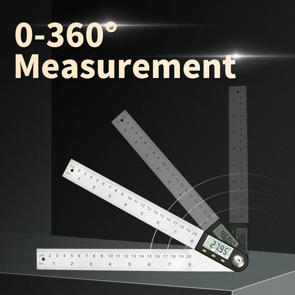 Regla Digital de Acero Inoxidable de 20", 500 Mm, Medidor de Ángulo Electrónico, Goniómetro, Buscador de Ángulos Digital, Instrumentos de Medición.