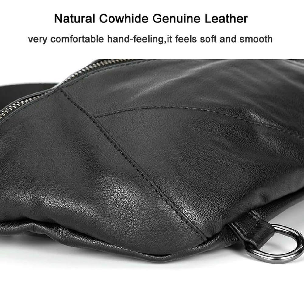 WLDMA modna męska torba na klatkę piersiową z prawdziwej skóry torba na ramię listonoszka mała torba rekreacyjna crossbody czarna