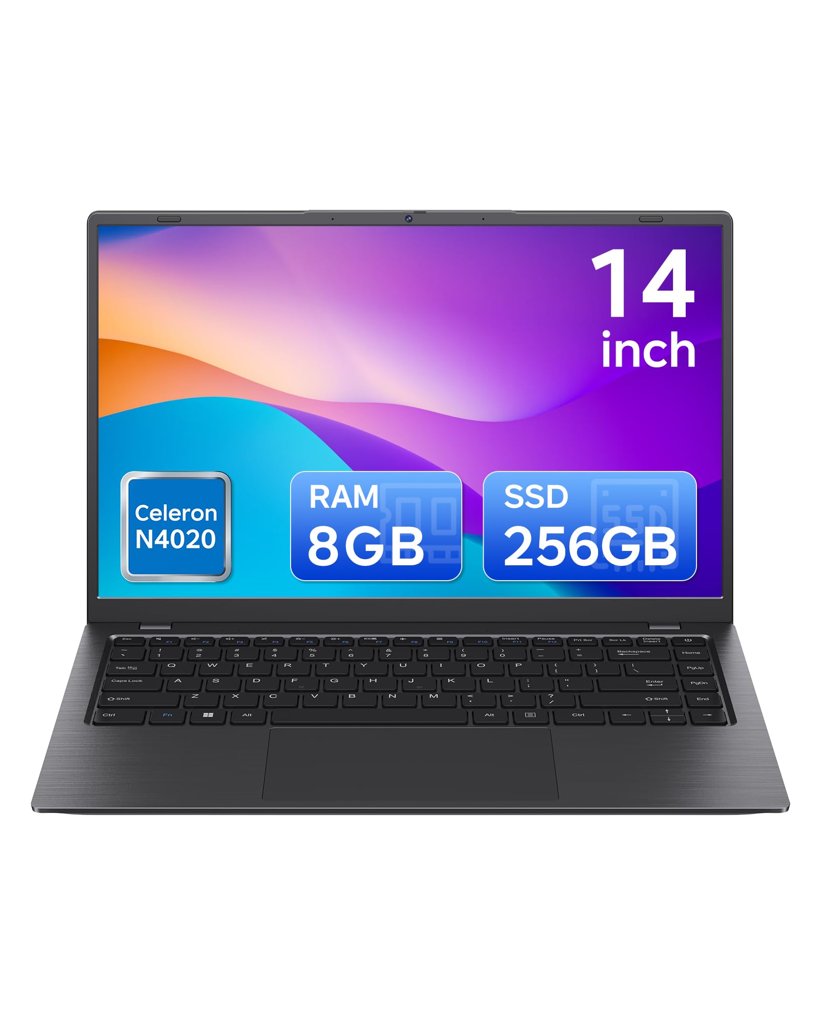 TRHRO 14 Inch Traditional Laptop Computers - 256GB SSD 8GB RAM Celeron CPU, WIFI5 and BT5.0, USB 3.0, TF Card Slot, Slim Lightweight Computer for