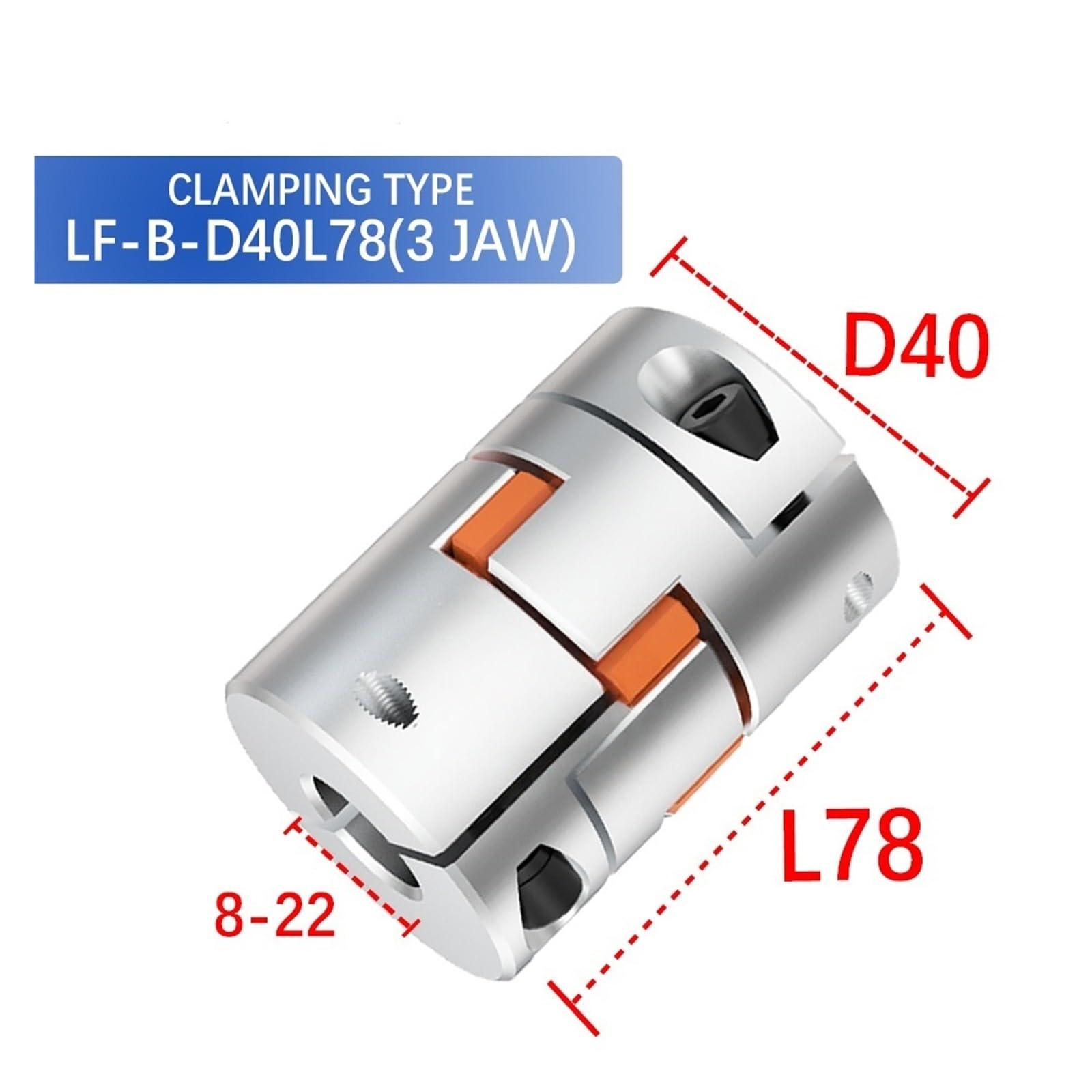 Coupleur à trois mâchoires, coupleur CNC à couplage d'arbre flexible D40L78