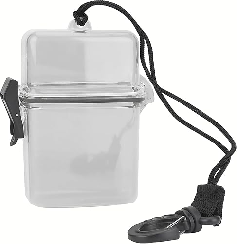 Caja seca flotante impermeable - Caja transparente con gancho de cuerda para kayak, surf y senderismo (gris)