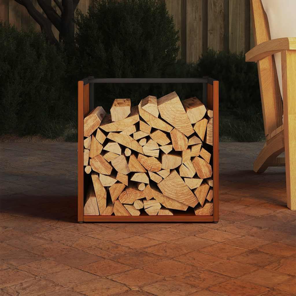 Estantería para leña de acero resistente a la intemperie, 40 x 40 x 40 cm, estantería para leña de gran capacidad, soporte para leña para interior y exterior, almacenamiento de madera estable