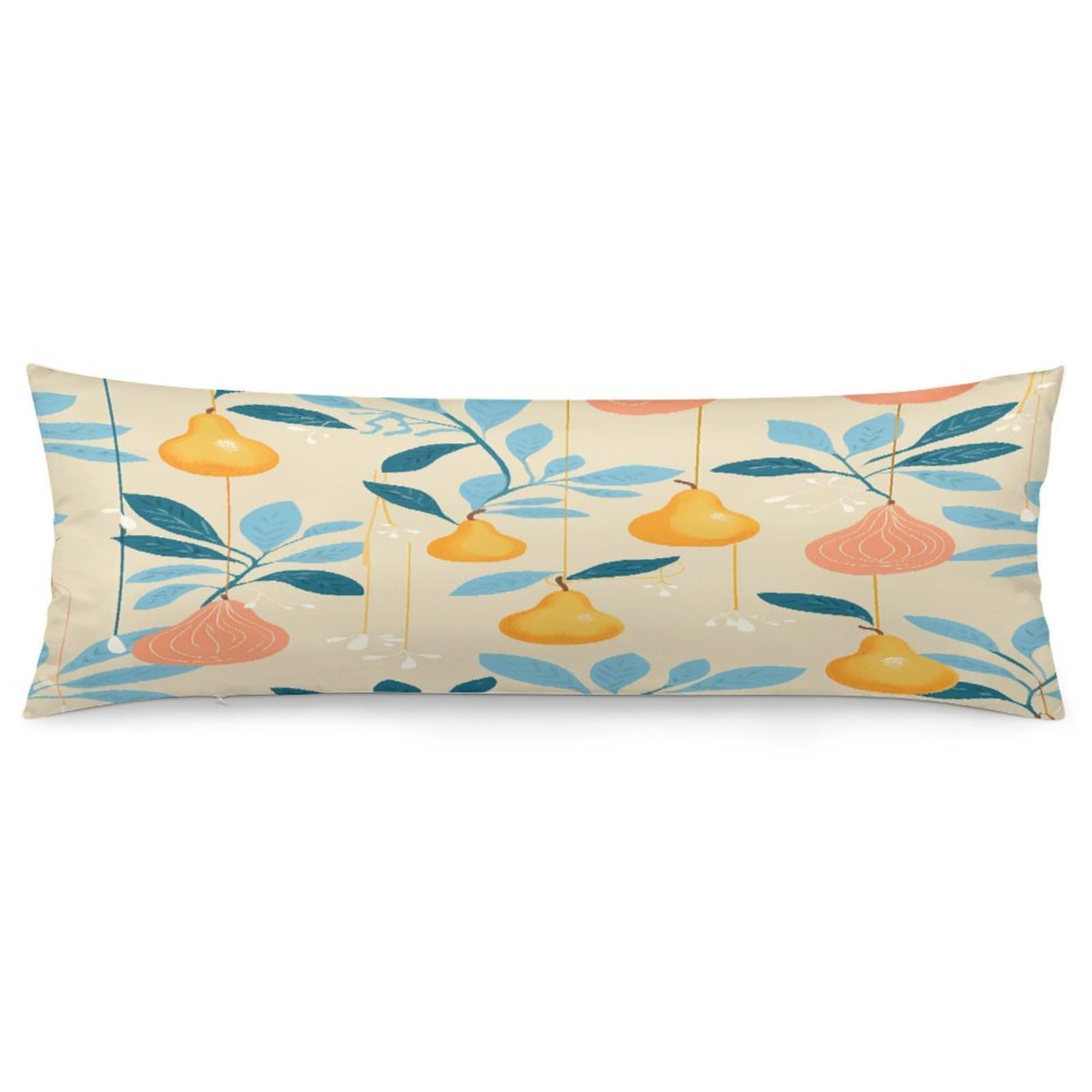 Pears and Leaves Body Pillow Cover Soft Full Long Pillow Cover Decorative Large Pillow Case Cozy Body Pillow Pillowcase Pillow Shams for Bed Sofa Couch Room Decor 18.9 X 53 Inch