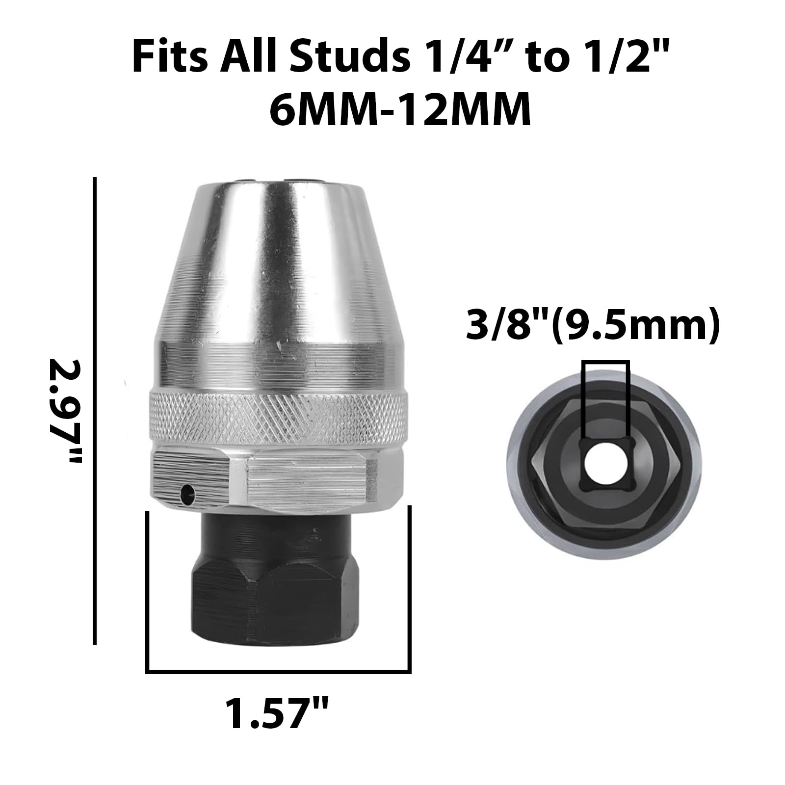 Wjelet Stud Extractor, 3/8" Drive Broken Stud Remover, Heavy Duty Stud Extraction Tool for 1/4" to 1/2" Rounded Studs,for Removing Broken, Rounded Off, Painted Over, and Rusted Tight Bolts - Image 2