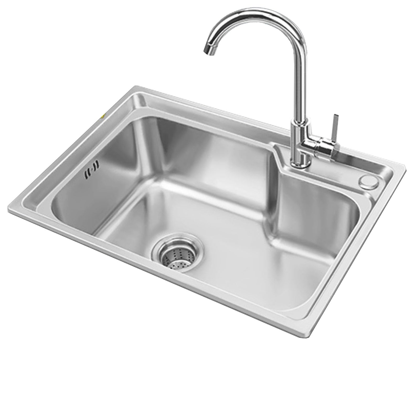 HCZKIUJY Kitchen Utility Sink,Freestanding Utility Sink, Undermount Kitchen Sink Drop in, Stainless Steel Commercial with Tap, for Restaurant, Laundry, Garage, Bathroom, Bar (65×43cm)