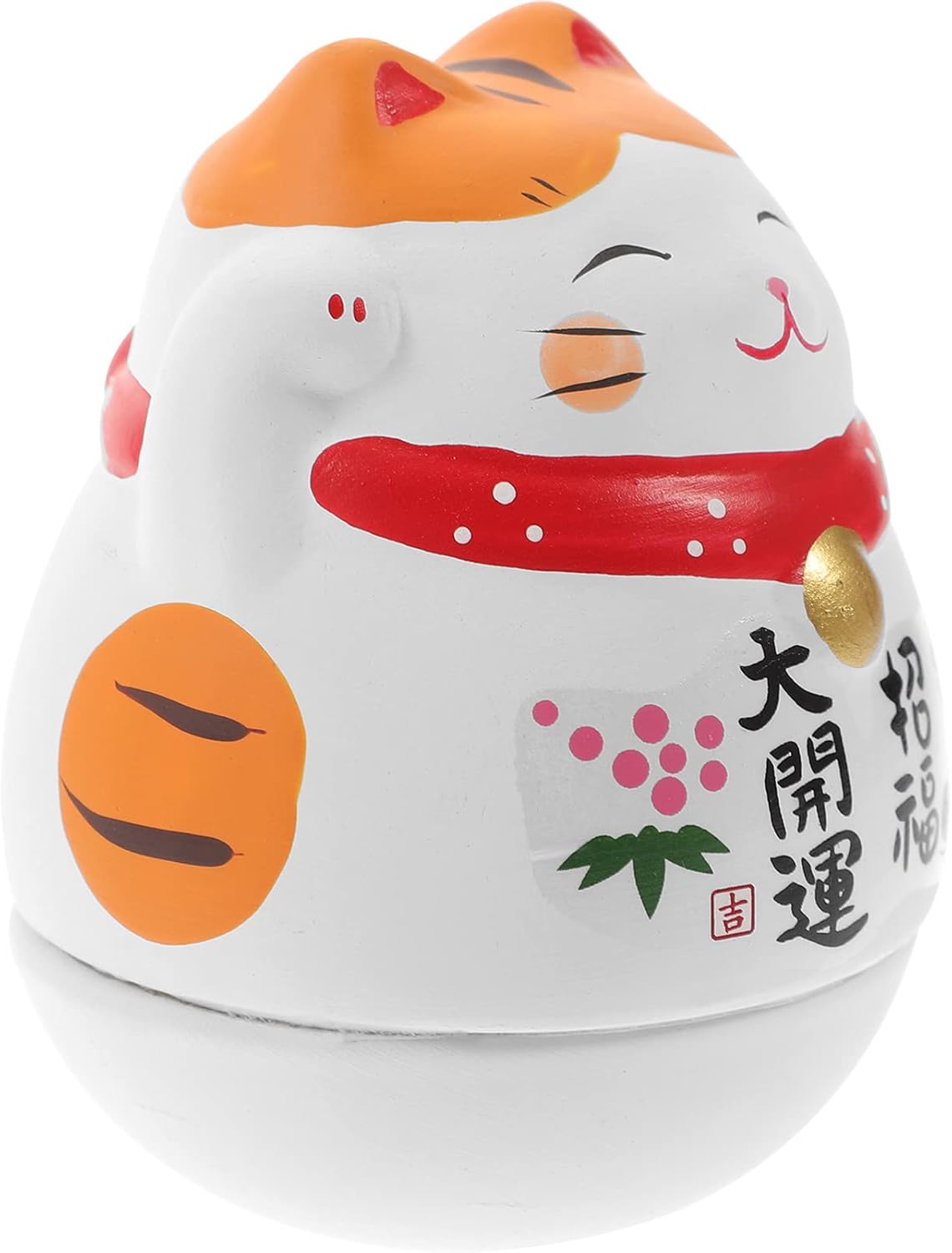STOBOK Roly Poly Maneki Neko Lucky Cat Figurine Ceramic Fortune Cat