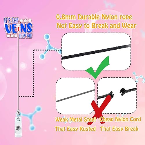 Miniatura 4 de Divertido carrete de insignia de flebotomía, clips retráctiles para insignias, It's the Veins for Me, lindos flebotomistas enfermeros, carretes