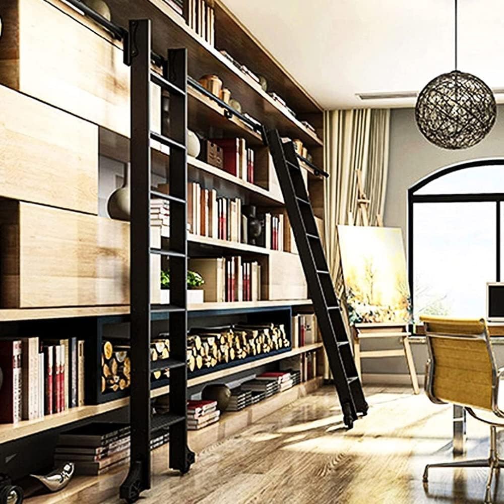 Kit de herrajes para escalera de biblioteca con ruedas de rodamiento de suave deslizamiento