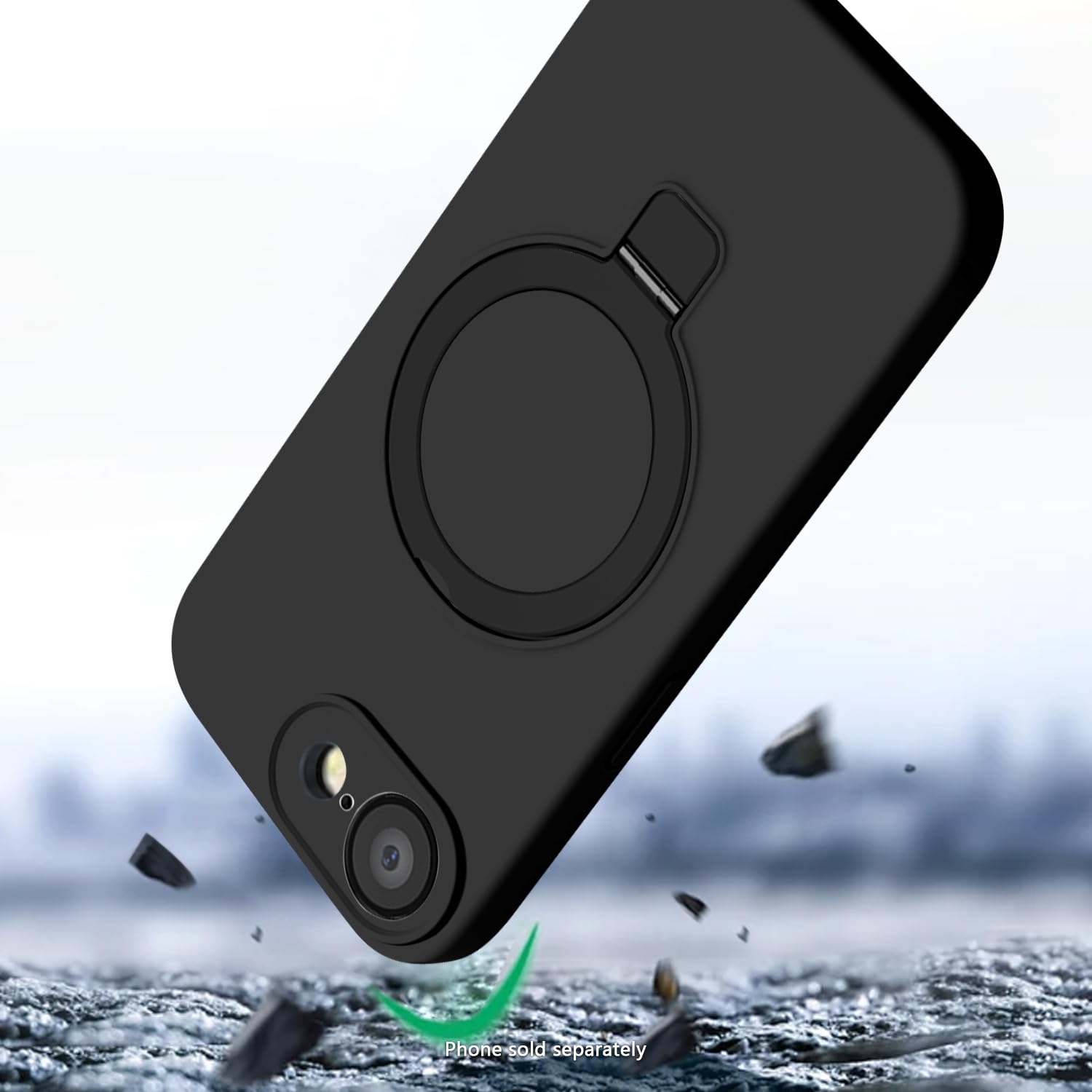 SaharaCase - Custodia in silicone con supporto compatibile con MagSafe per iPhone 17e e iPhone 16e, Scorpion Black, (CP00810)