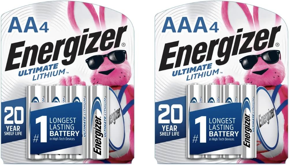 Ultimate Lithium Battery AA and AAA Variety Pack, 4 Double A and 4 Triple A Batteries (8 Count)