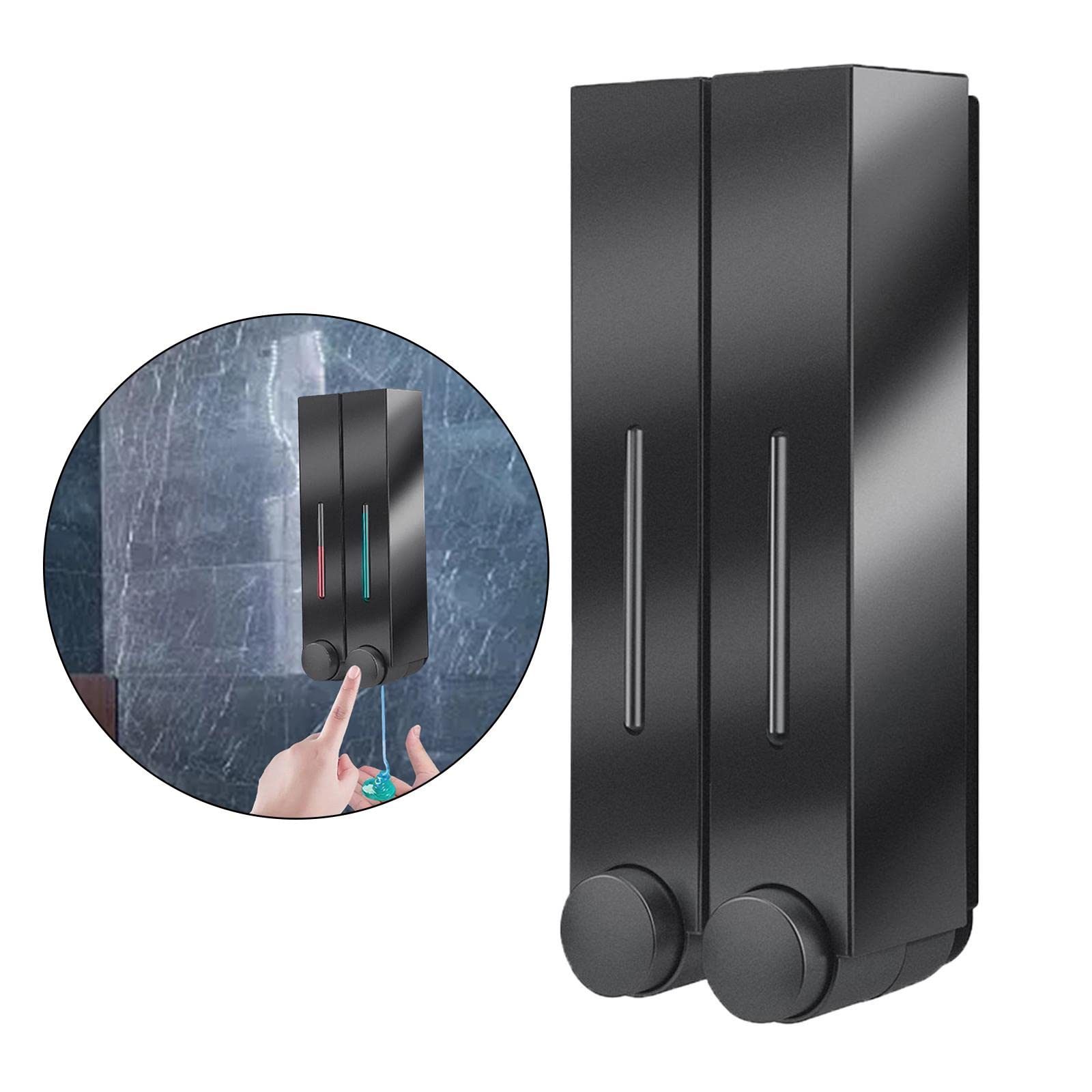 Dispensador de Jabón Montado en Pared Botella Plástica Recargable Contenedor de Loción Líquida Bomba con Ventana Visible Adecuado para Restaurante