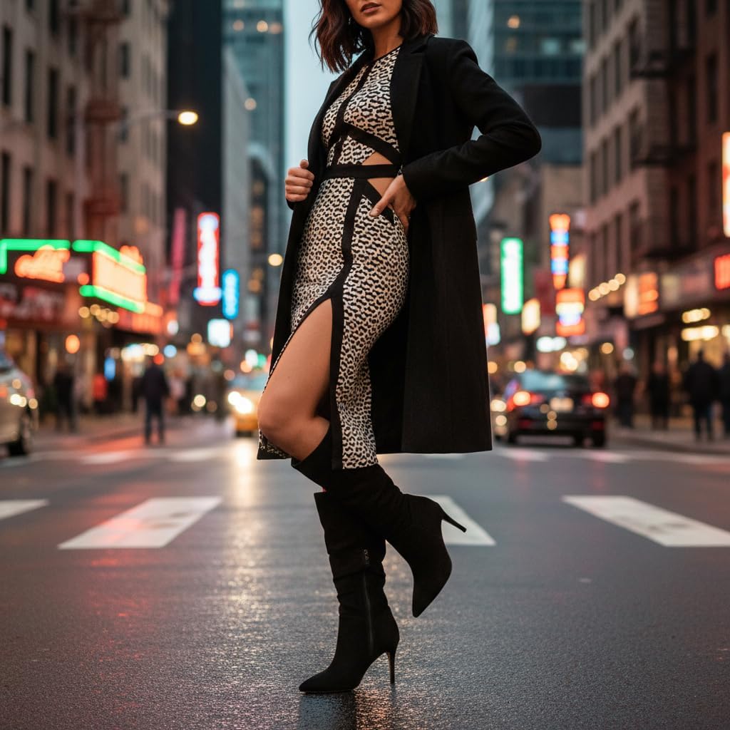 CUSHIONAIRE Women's Porsha Slouchy Vegan Suede Mid-Calf Scrunch Boot with Pointed Toe, Memory Foam & 3-Inch Heel | Wide Widths Available - Image 4