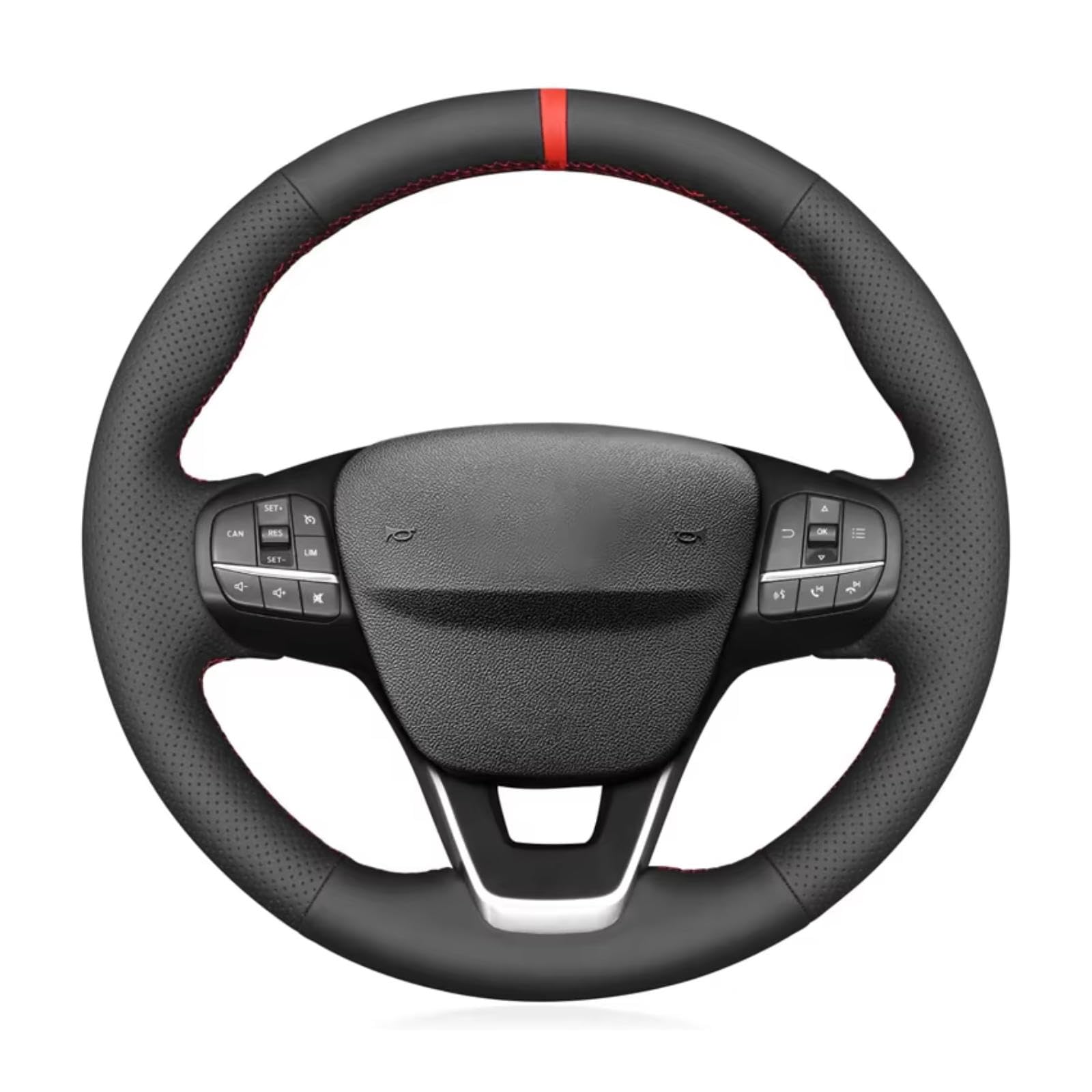 Funda De Volante De Cuero Cosida A Mano Para Ford Transit 2000-2013 | Microfibra Transpirable | Incluye Aguja E Hilo