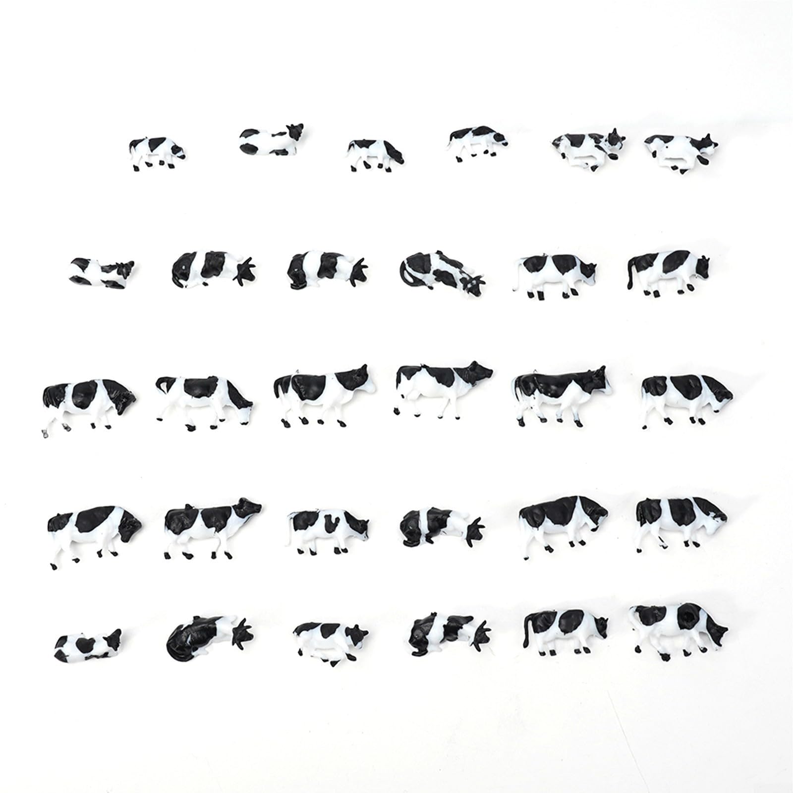 HO Scale Lot de 30 figurines de vache en plastique peintes d'animaux de la ferme pour modélisme ferroviaire