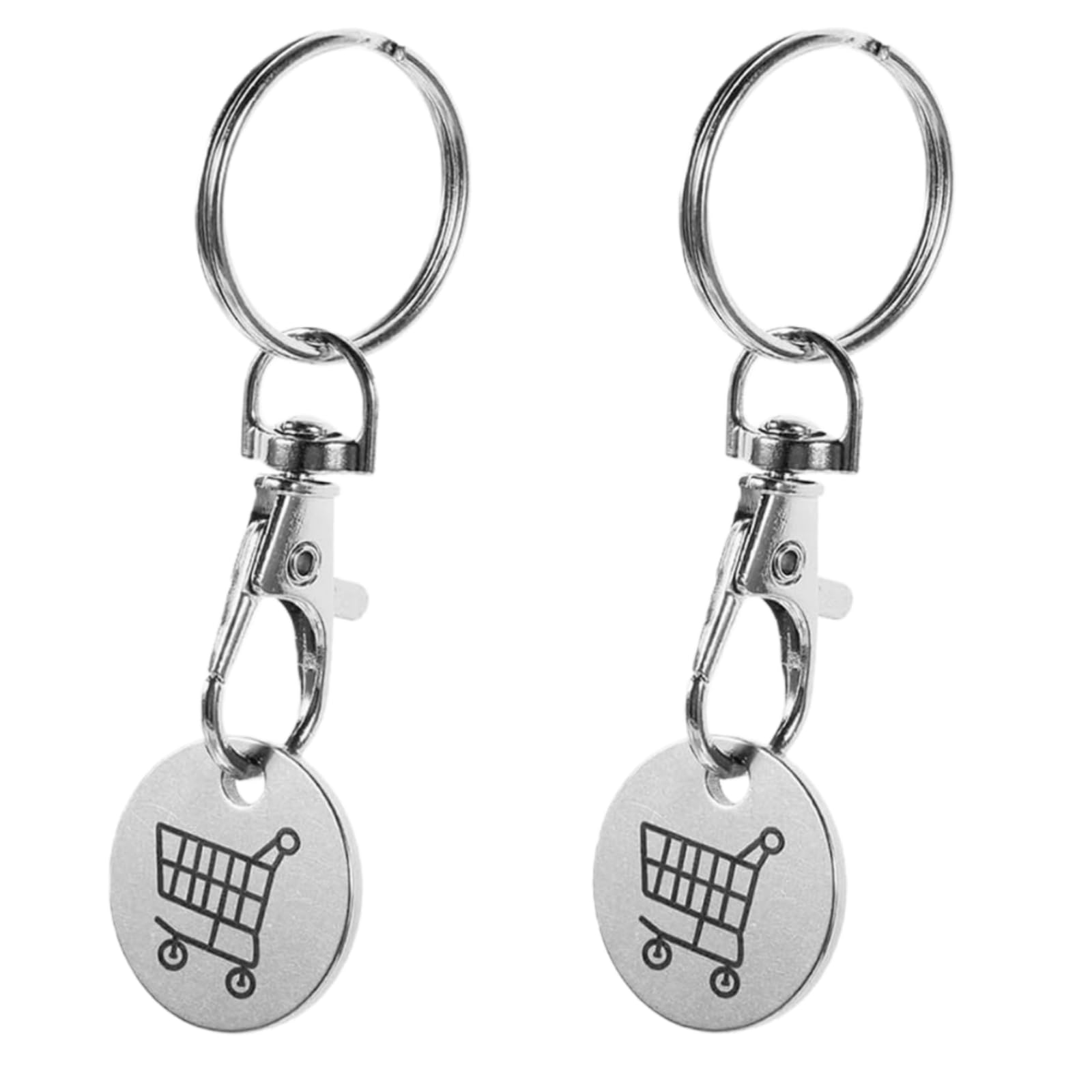 liyun 2 Pcs Trolley Token, Durable Metal Trolley Coin Keyring UK Pound, Removable Key Clip for Supermarket Shopping Carts Locker (B)
