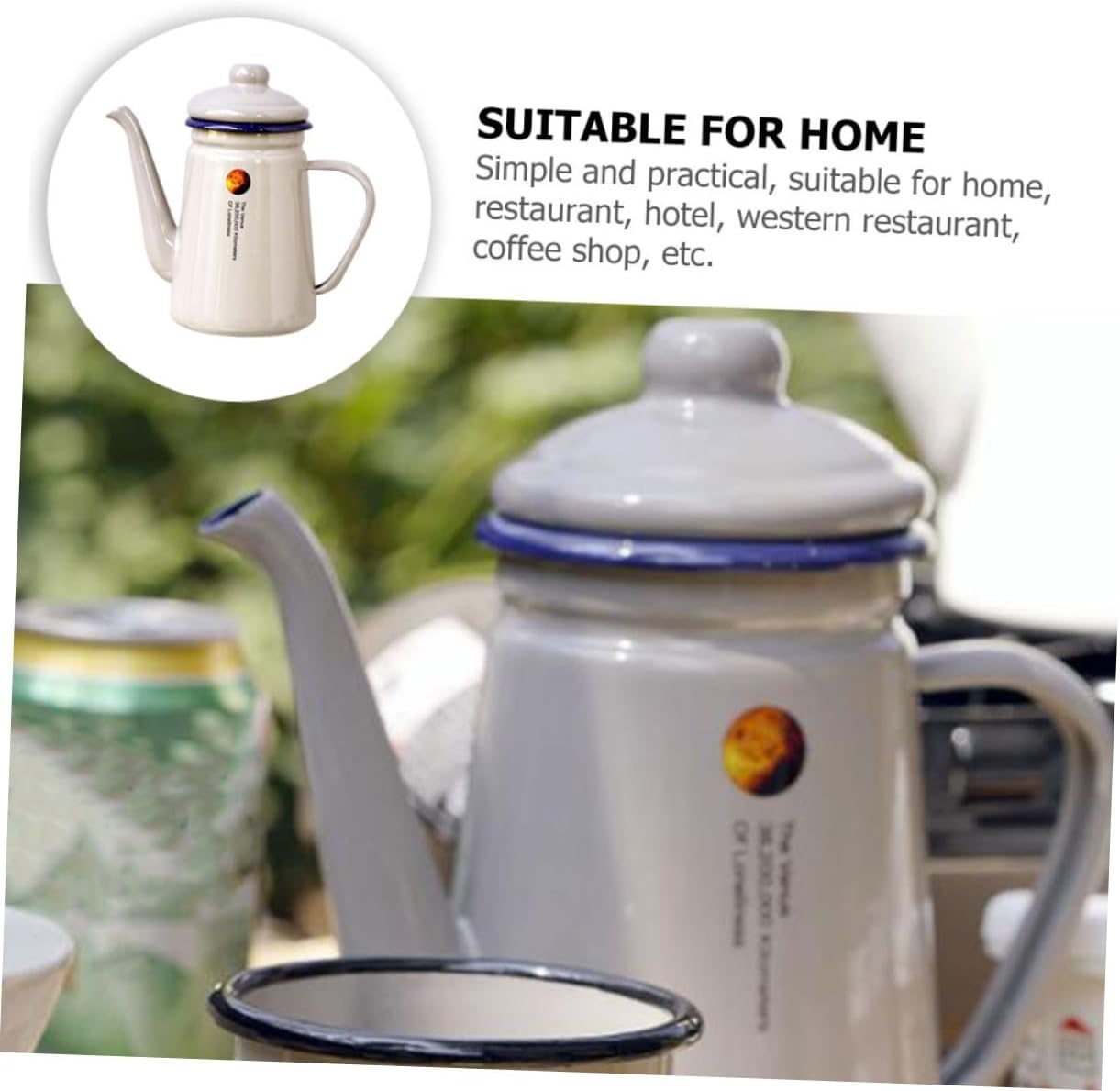 Homoyoyo Enamel Camping Coffee Pot Decorative Pour-over Kettle for Tea for Outdoor Gatherings Housewarming and Afternoon Tea Parties