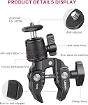 ULANZI R099 Super Clamp Camera Mount - Heavy Duty 3.3lb Load Metal Clamp with 360° Ball Head for Action Cameras (GoPro/Insta360/DJI), DSLR, Bike/Motorcycle Handlebar, Pole/Tube Mount Accessories