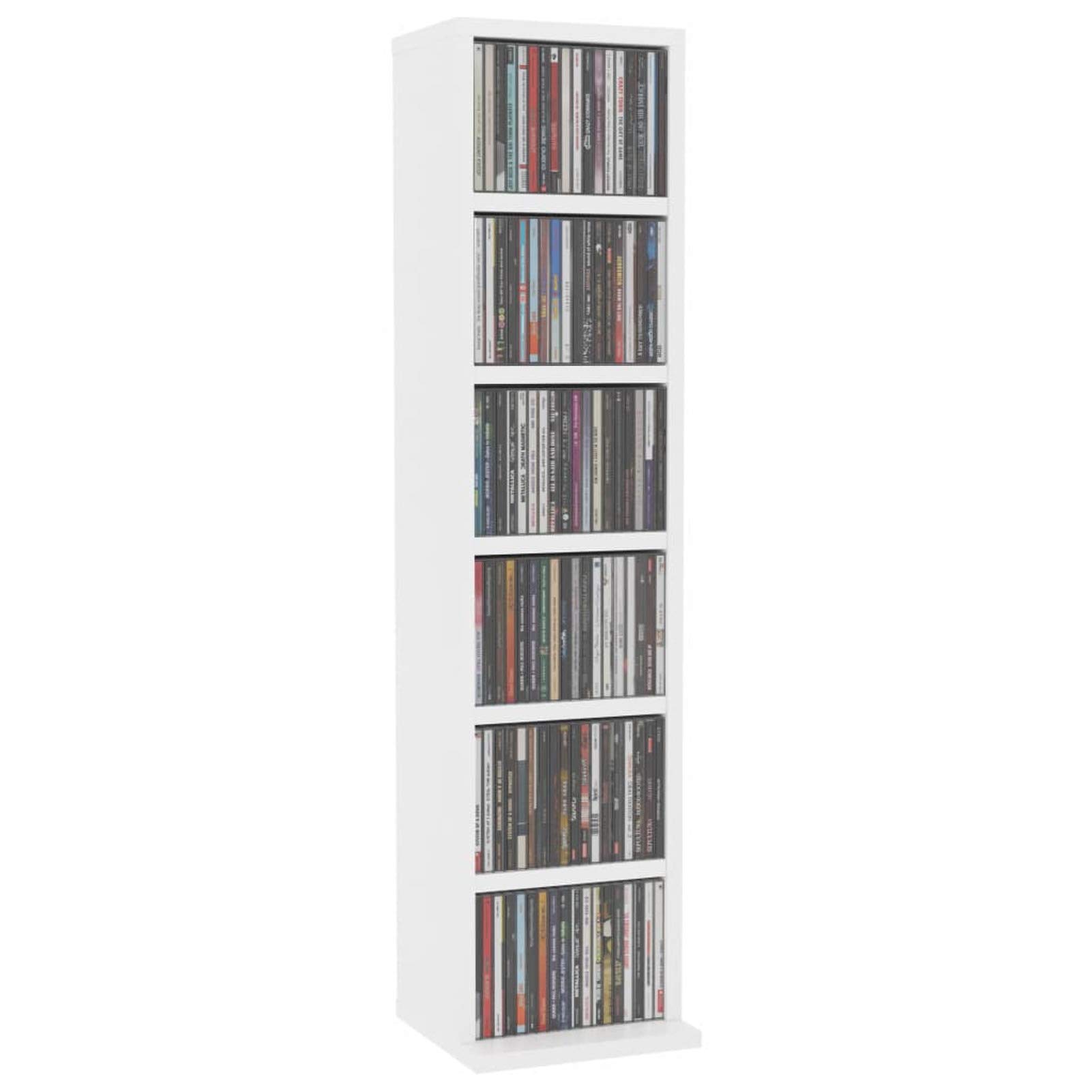 ZEYUAN Mobile Porta CD Bianco 21x20x88 cm in Legno Multistrato,Mobile Porta CD,Porta cd,Scaffalatura per CD(SPU:800351)
