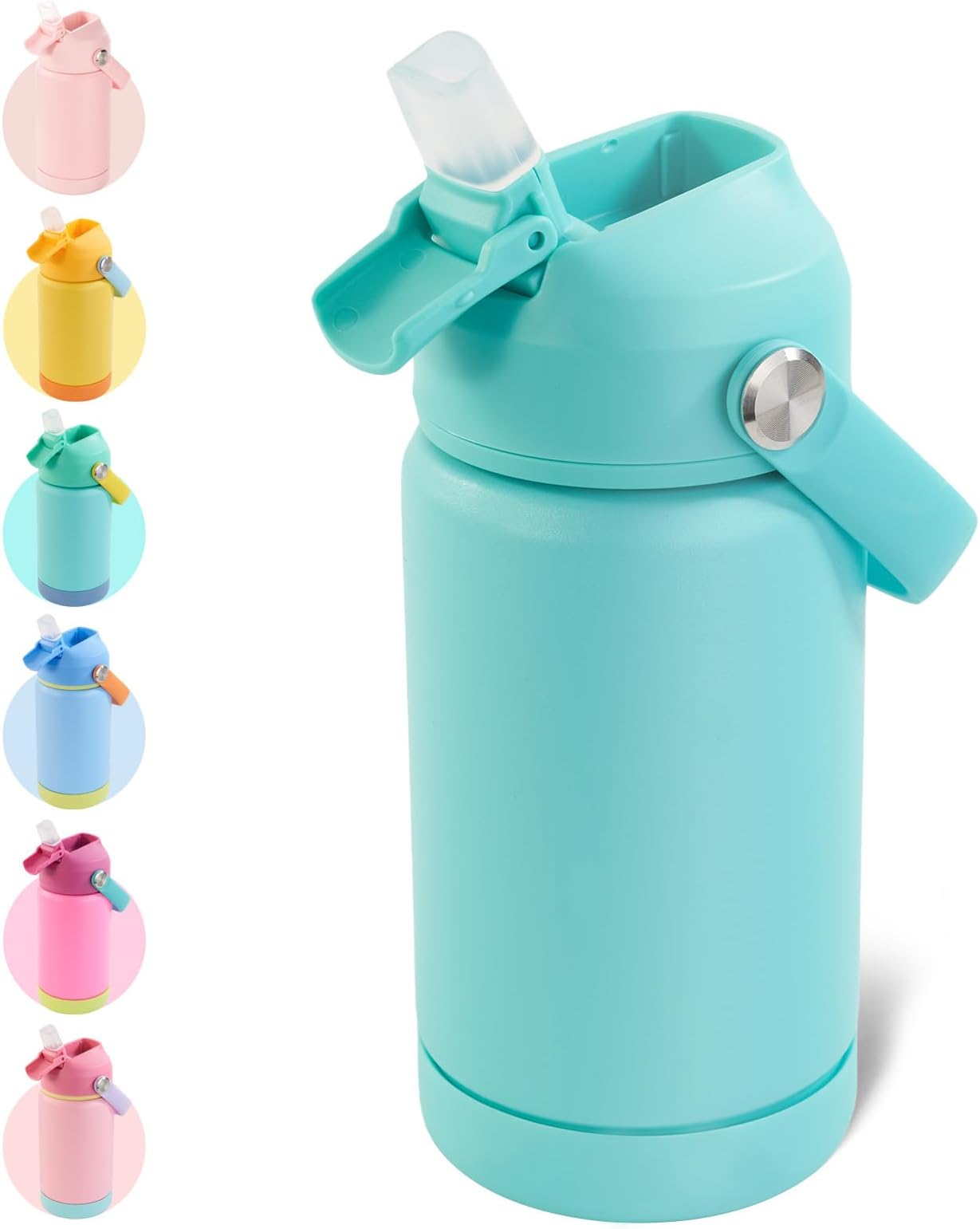 Kerilyn 12oz Kids Water Bottle, Stainless Steel Insulated Water Bottle for Kids, Toddler Cup With Straws Leak-proof, Toddler Water Bottles for School Boys Girls, BPA Free, Green