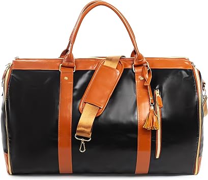 LANSKLBD Garment Duffle Bags for Travel, Convertible Cloth Bag with Shoe Pouch, 2 in 1 Waterproof Travel Suit Bag with Shoulder Strap for Men WomenDark Brown
