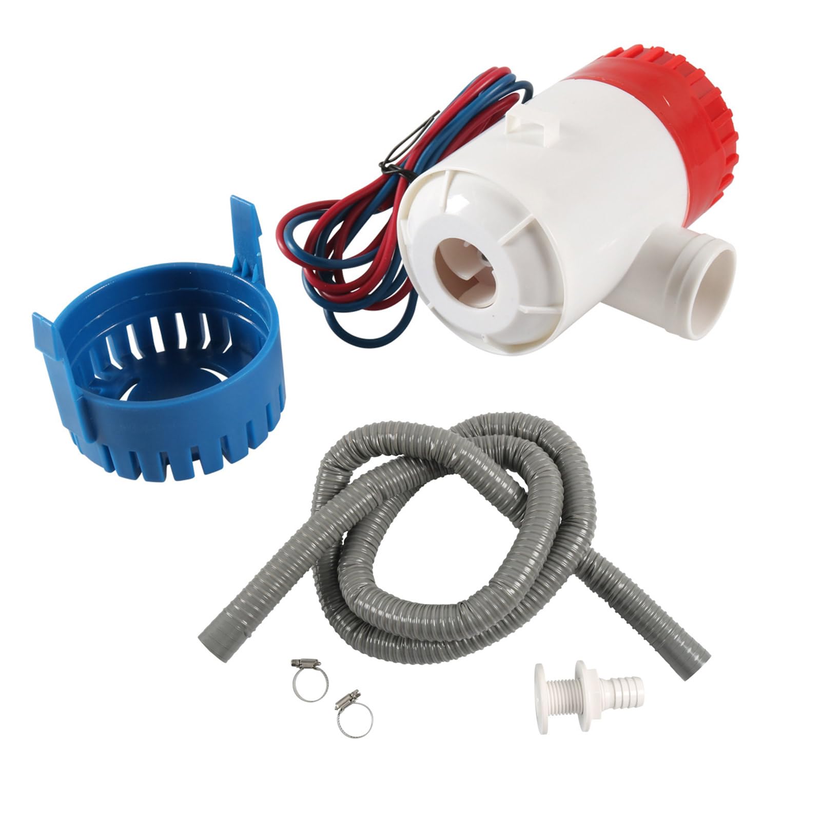 Kit de instalación de fontanería de manguera de sentina de PVC flexible que incluye 2 abrazaderas de manguera y accesorio pasante para yates, embarcaciones y drenaje de agua