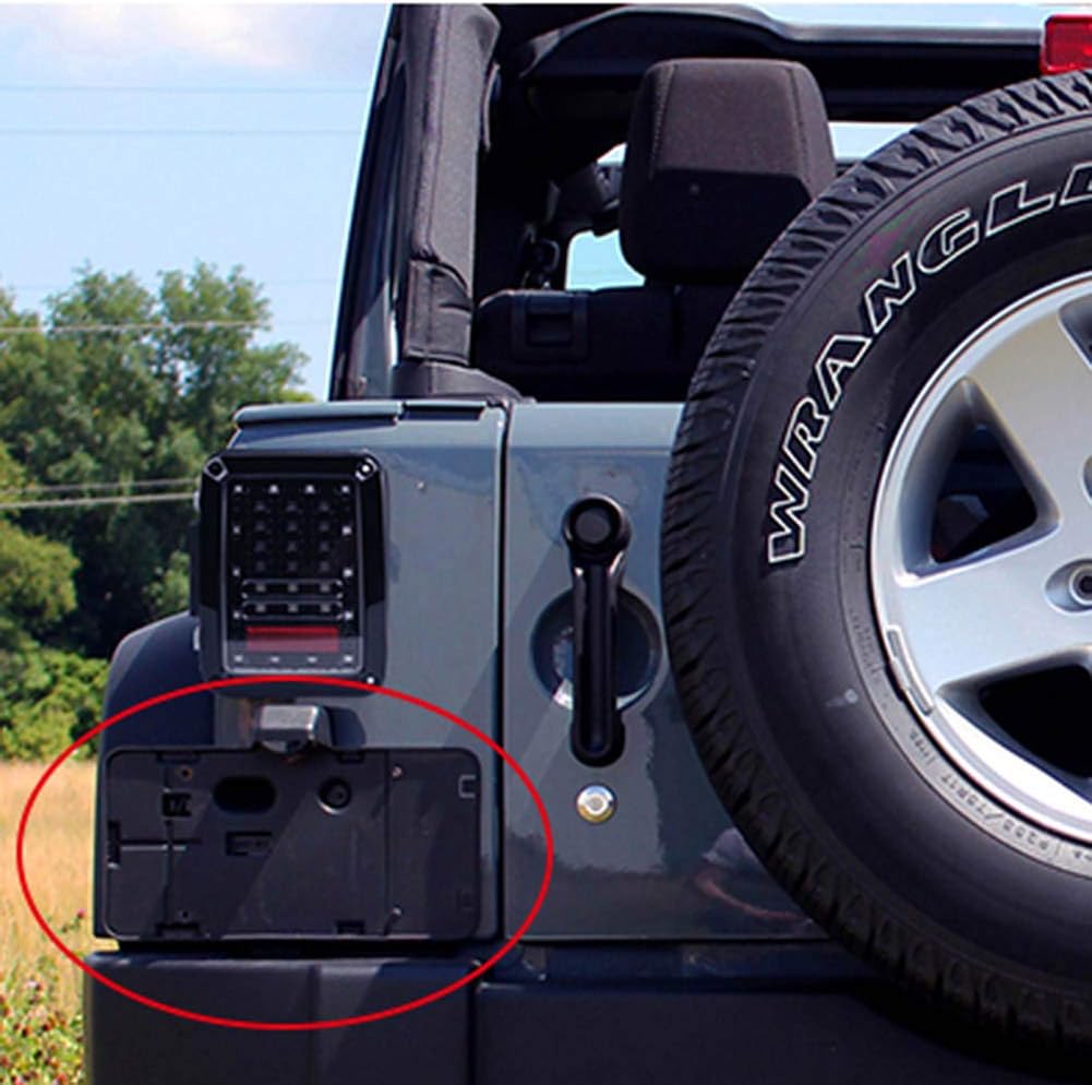 GZYF Rear License Plate Mount Bracket Black with Light for Jeep Wrangler 2007-2015