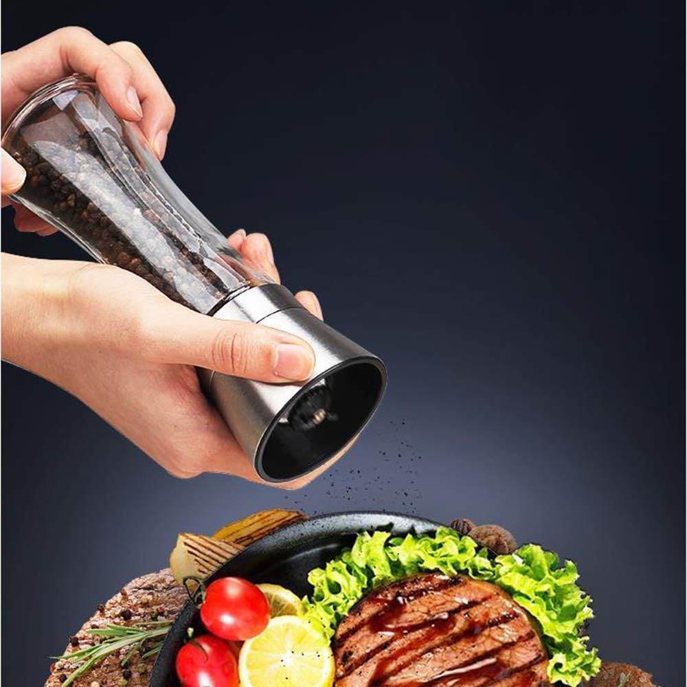 Pepper Mills Salt and Pepper Grinder Set Premium Stainless Steel, Salt and Pepper Mill,and Adjustable Coarseness, Brushed Stainless Steel Salt and Pepper Shakers.19.5