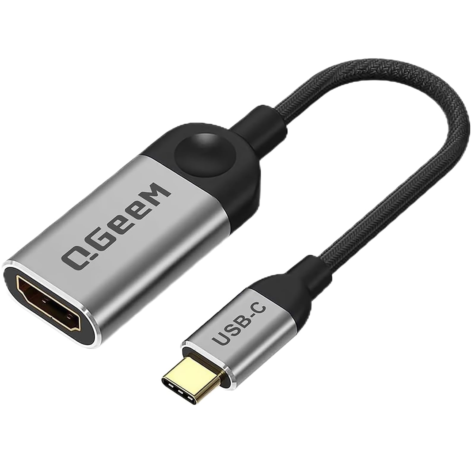 QGeeM USB C to HDMI Adapter 4K Cable, USB Type-C to HDMI Adapter [Thunderbolt 3/4 Compatible] for Laptop MacBook Pro/Air, iPhone15 16 Pro/max,GalaxyS8-S23,XPS,Pixelbook,Thinkpad,Surface,Ipad Pro etc.