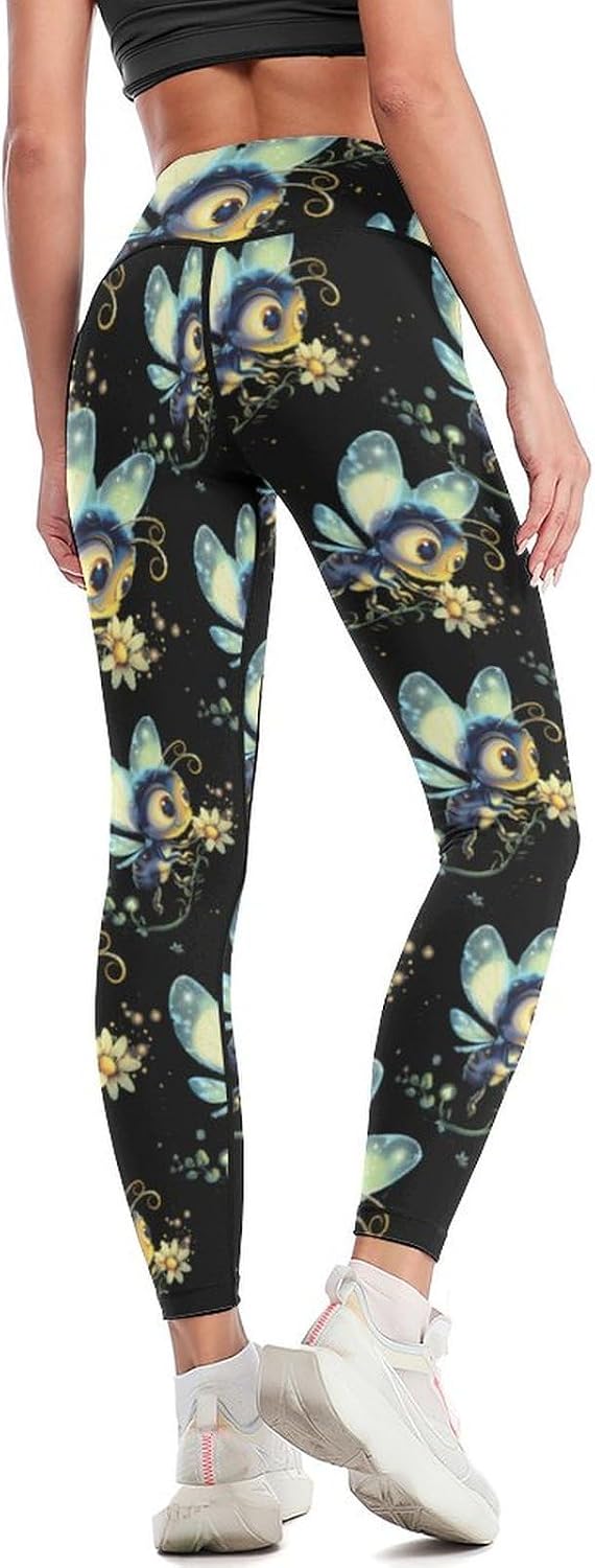 Funny Firefly Bugs Insects Yoga Pants Women High Waisted Leggings Workout Athletic Lounge Pant
