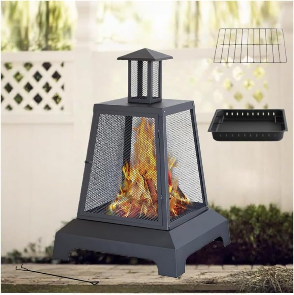 Acnivko庭の暖炉 薪ストーブ キャンプ用ストーブ 暖炉 ロケットストーブ 焚き火台 冷間圧延鋼構造 焚き火台 防雨 防塵 防錆