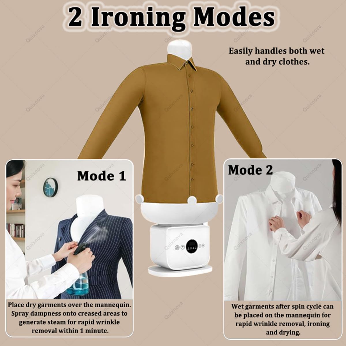 Kit stiratrice automatica, tipo touch 360°, stiratura e asciugatura per camicie, pantaloni, gonne e scarpe, design umanoide per una cura dei vestiti senza sforzo