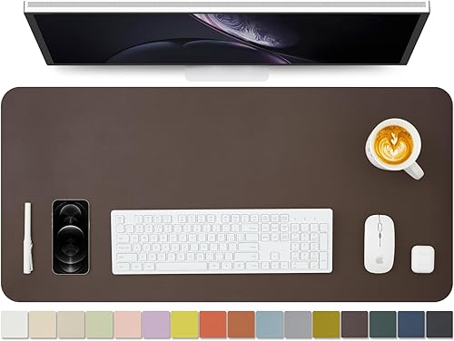 Miniatura 90 de Tapete de escritorio de piel antideslizante de poliuretano (PU), para organización de escritorio y accesorios, ideal para alfombrilla de mouse y de