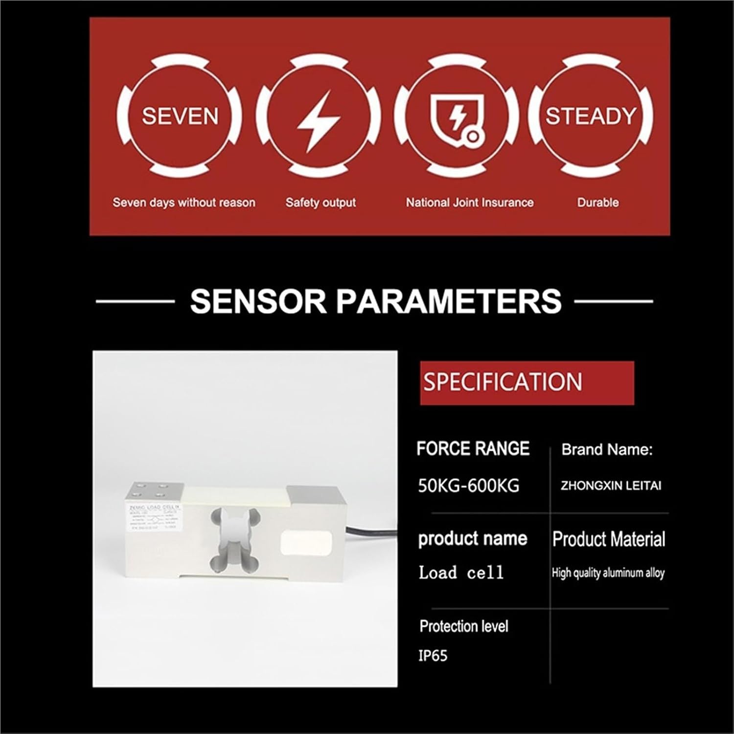 L6G Load Cell High Precision Parallel Beam Weighing Sensor 50kg~600kg Weight Transducer Electronic/Packaging Scale Sensor(750KG)