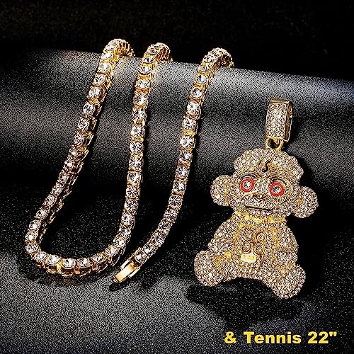 Mens Hip Hop Iced Out Chain Necklaces Silver Gold Monkey | Bear | Lion Pendant Chains Bling Rapper Jewelry4