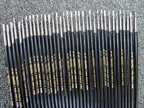 36-Artist Quality Brush Set White Bristle Hair Flat Oil/Acrylic # 0