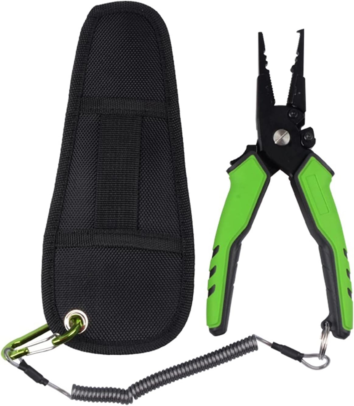 Fishing Pliers Multifunctional Aluminum Alloy Fishing Pliers Split Ring Cutter Fishing Holder Tackle with Sheath&Retractable Tether Fishing Gear