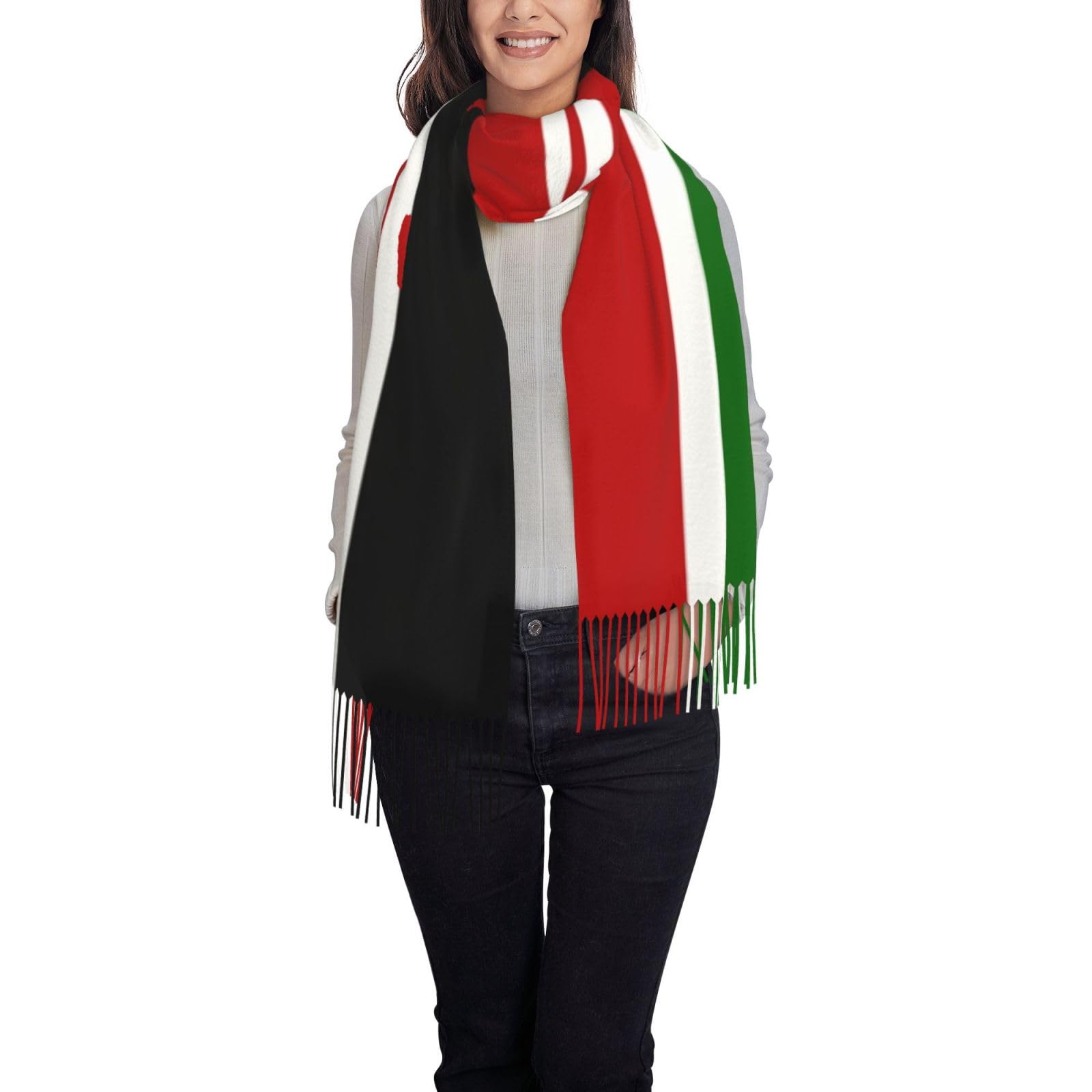Asbwuo Unisex Kenya Flag Women's Tassel Scarf Soft Shawls Elegant Large Warm Wraps