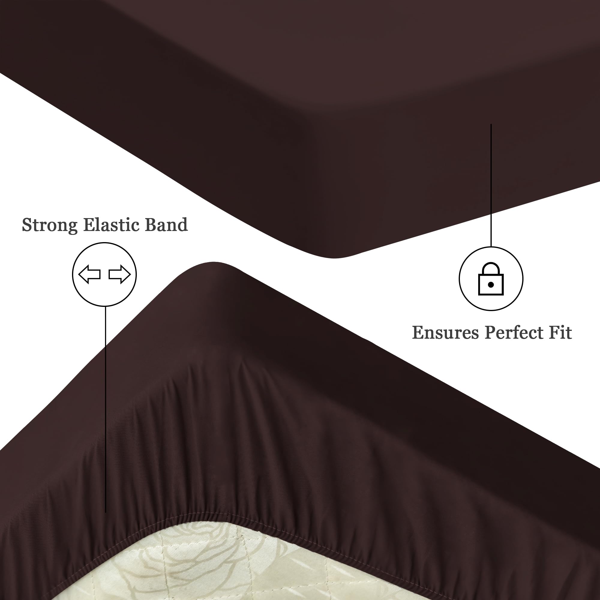 Mattress Protector Waterproof Fitted Sheet, 90x190cm Mattress Cover with Rubber Band - Brown, Single: 90x190cm - Image 4