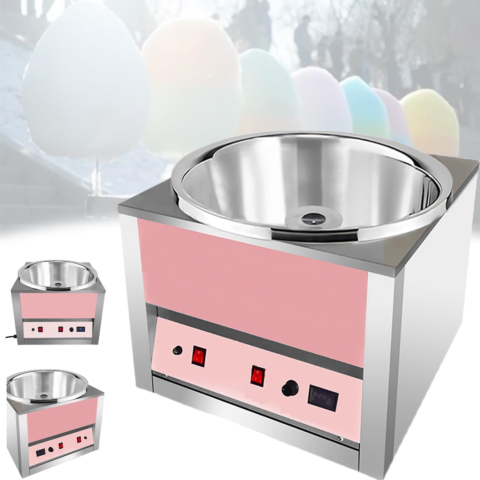 Máquina de algodón de azúcar de 1200 W, de Acero Inoxidable, 3000 RPM, eléctrica for Uso doméstico o Comercial, Ideal for cumpleaños y Fiestas Familiares.