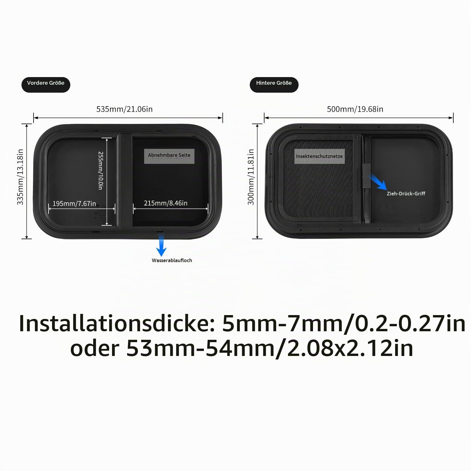 Camper Fenster mit Fliegengitter, Caravan Seitenfenster Push Up Ausstellfenster Insektenschutz Sonnenschutz Fliegengitter Wohnwagenfenster, für RV Wohnwagen Wohnmobil Caravan